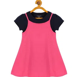 PLUM TREE Girls Navy Blue & Pink Printed Top With Dress-image-43