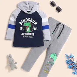 YK Boys Printed Hooded Pure Cotton Sweatshirt With Trousers-image-87