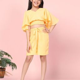 FASHION DREAM Girls Flared Sleeves Crop Top with Shorts-image-57