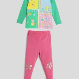 Somersault Girls Graphic Printed Pure Cotton T-shirt with Leggings-image-60
