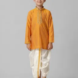 Ramraj Boys Orange Regular Thread Work Kurta with Dhoti Pants-picture-14
