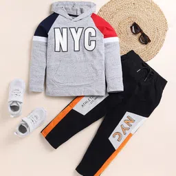 Lazy Shark Boys Typography Printed Pure Cotton Sweatshirt With Trousers-image-10