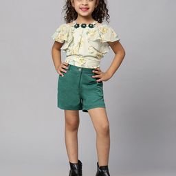 Macwin Girls Printed Blouson Top and Solid Shorts-image-48