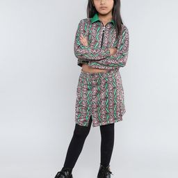 taffykids Girls Printed Shirt Collar Long Sleeves Sweatshirt With Skirt-image-75