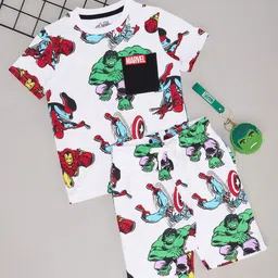 Pantaloons Baby Infants Boys Marvel Graphic Printed Pure Cotton T-shirt with Shorts-image-120