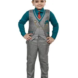 BAESD Boys Shirt Collar Shirt With Trousers And Waistcoat-image-32