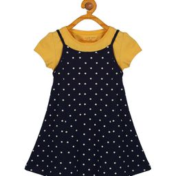 PLUM TREE Girls Polka Dots Printed Pinafore Pure Cotton Dress-11