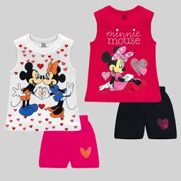 Disney By Miss and Chief Girls Pack Of 2 Printed Round Neck T-Shirt With Shorts-image-45