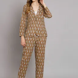 DECKEDUP Printed Linen Blazer With Trouser Co-ords-image-57