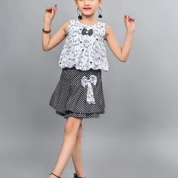 BAESD Girls Printed Sleeveless Top with Skirt-image-67