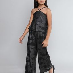 taffykids Girls Printed Halter Neck Sleeveless Top With Trouser-image-36