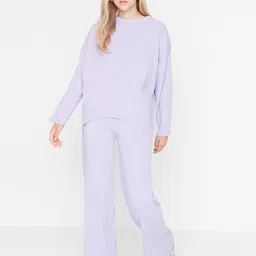 Trendyol Women Acrylic Lavender Top with Trouser-image-78