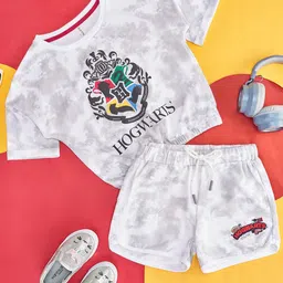 Pantaloons Junior Girls Graphic Printed Pure Cotton T-shirt with Shorts-21