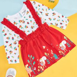 Pantaloons Baby Infants Girls Floral Printed Pure Cotton Pinafore Dress With T-shirt-picture-18