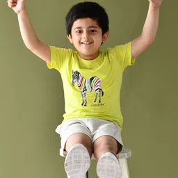 Anthrilo Boys White & Grey Printed T-shirt with Shorts-image-66