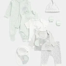 mothercare Infants 8-Pcs Printed Cotton Baby Apparel Gift Set-35