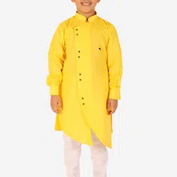 Pro-Ethic STYLE DEVELOPER Boys Yellow & White Kurta Pyjama Set-79