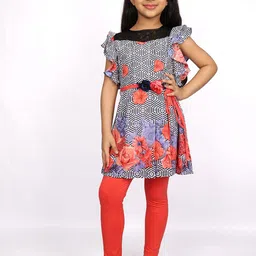 Peppermint Girls Red & Blue Printed Tunic with Leggings-picture-13