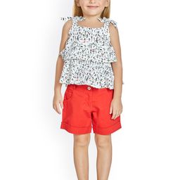 Peppermint Girls Red & White Printed Top with Shorts-image-104