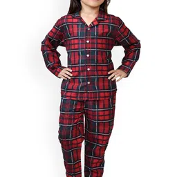 BAESD Girls Checkered Printed Cotton Shirt With Trousers Clothing Set-image-10