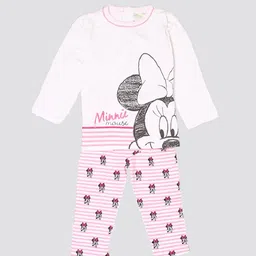 mothercare Girls Minnie Mouse Printed Pure Cotton T-shirt With Pyjama-image-53