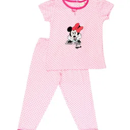 mothercare Girls Minnie Mouse Printed Pure Cotton T-shirt With Pyjama-image-50