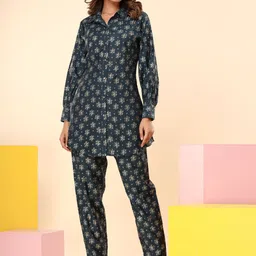 Readiprint Fashions Printed Shirt Collar Pure Silk Shirt With Trouser-image-18