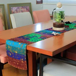 ZEBA Blue & Bown Floral Digital Printed Table Runners-18