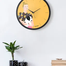 green girgit Black & Yellow Printed Contemporary Analogue Wall Clock-11