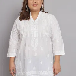Indiankala4u Ethnic Motifs Embroidered Pure Cotton Chikankari Kurti-picture-43