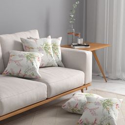ROSARA HOME White & Green Set of 5 Floral Square Cushion Covers-image-20