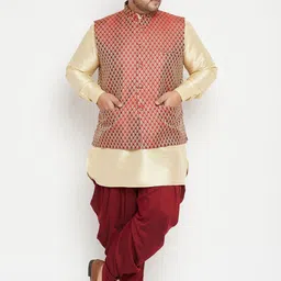 VASTRAMAY Men Gold-Toned Layered Kurta with Dhoti Pants-19