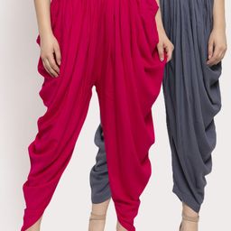 Clora Creation Women Pack Of 2 Magenta & Grey Solid Dhoti Salwars-image-37