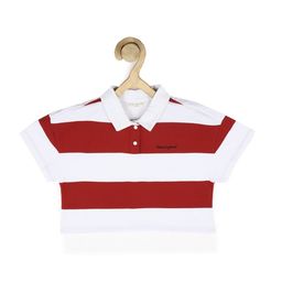 Peter England Girls Multicoloured Striped Polo Collar T-shirt-49