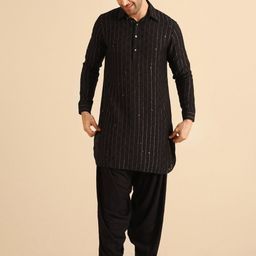 KISAH Striped Shirt Collar Patiala Kurta Set-picture-18