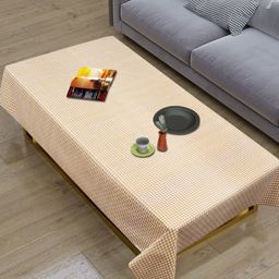 Dakshya Industries Beige & White Geometric Printed Waterproof 4-Seater Table Cover-5
