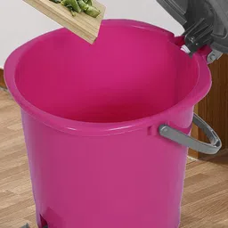 Kuber Industries Pink & Grey 2 Pieces Durable Pedal Dustbins With Handle 7 L Each-49