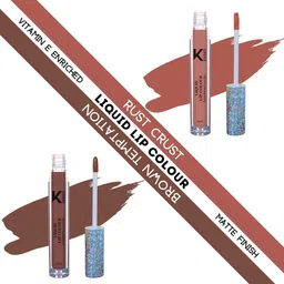 KINDED Set Of 2 Vitamin E Enriched Matte Liquid Lip Colour Lipstick - 6 ml Each - Rust Crust & Brown Temptation-10