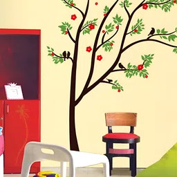 Jaamso Royals Green & Black Tree With Birds Printed Self-Adhesive Removable Wall Sticker-image-68