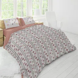 Himeya White & Red Geometric Cotton Mild Winter Double Bed Quilt-28