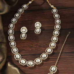 AMI Gold Plated Austrian Diamonds Studded Jewellery Set-73