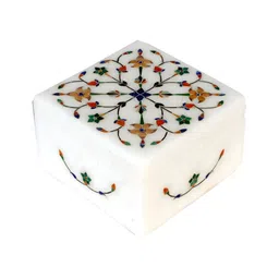 Avinash Handicrafts White Reusable Square Jewellery Box-55