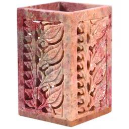 Avinash Handicrafts Beige Textured Reusable Carved Brush Holder-39