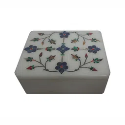 Avinash Handicrafts White & Blue Printed Reusable Jewellery Box Organisers-12