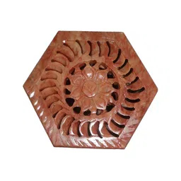 Avinash Handicrafts Brown Textured Reusable Carved Hexagonal Jewellery Box-image-4