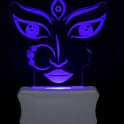 NMII White & Blue Printed Devi Durga Acrylic 3D Illusion Plug Night Lamp-58