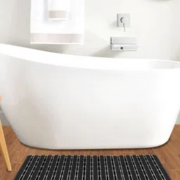 FABINALIV Black & White Textured 3000 GSM Shower Mat With Suction Cups-12