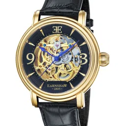 EARNSHAW Men Black Dial & Leather Straps Analogue Automatic Motion Powered Watch-image-96