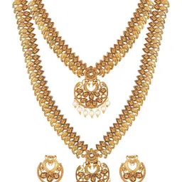Shining Diva Gold Plated Crystals-Studded & Beads Beaded Necklace & Earrings-picture-44