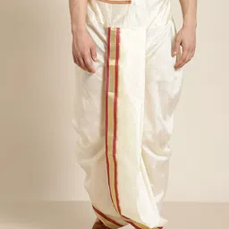 Anug by SOJANYA Men Off White & Maroon Solid Dhoti Pants-picture-44